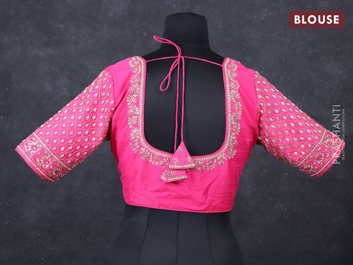 Pink raw silk Embroidery readymade blouse