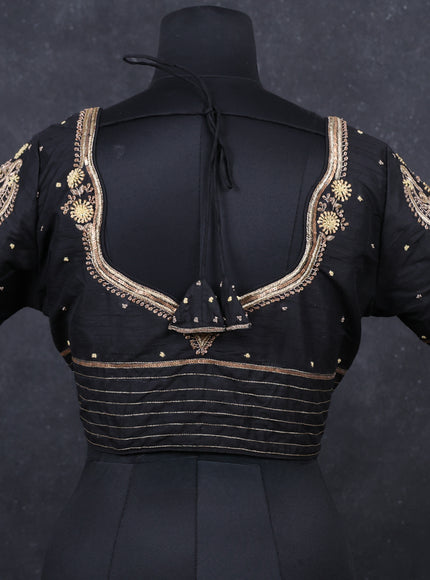 Black raw silk Embroidery readymade blouse