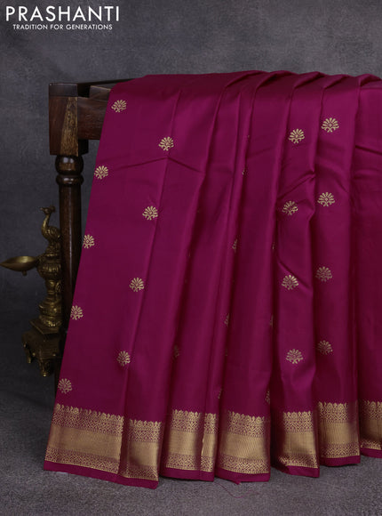Bangalori silk saree purple with zari woven buttas and rich zari woven border