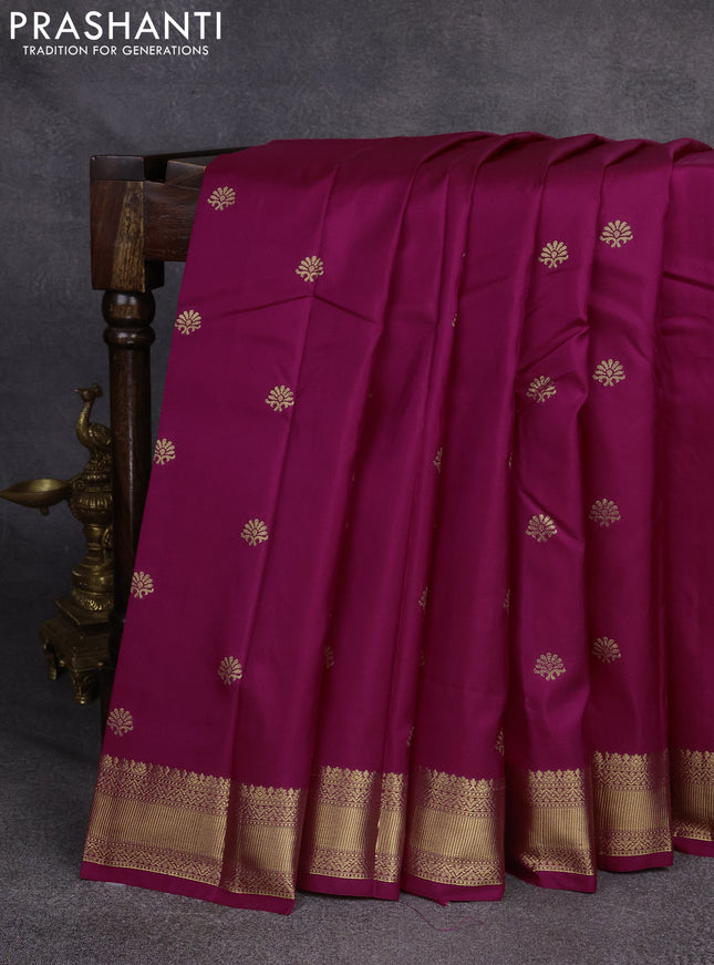 Bangalori silk saree purple with zari woven buttas and rich zari woven border