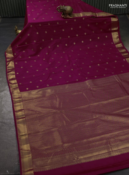 Bangalori silk saree purple with zari woven buttas and rich zari woven border