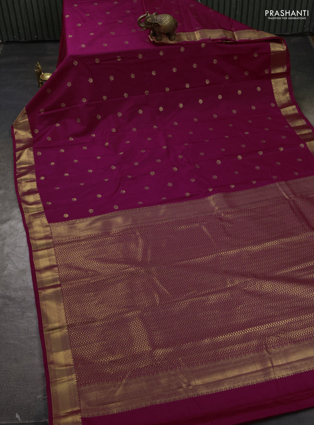 Bangalori silk saree purple with zari woven buttas and rich zari woven border