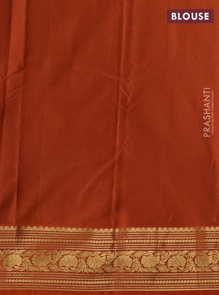 Bangalori silk saree deep wine and orange with zari woven buttas and rich zari woven border