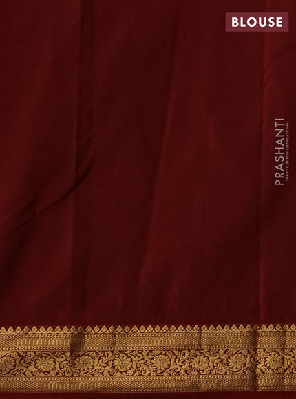 Bangalori silk saree elaichi green and maroon with zari woven buttas and rich zari woven border