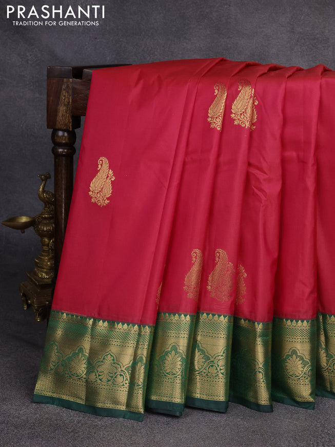 Bangalori silk saree pink and green with zari woven buttas and rich zari woven border