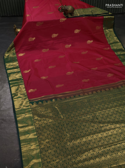 Bangalori silk saree pink and green with zari woven buttas and rich zari woven border