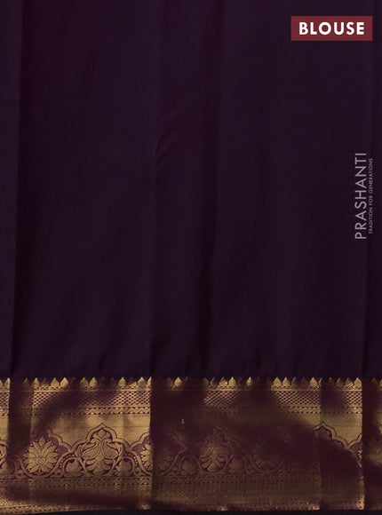 Bangalori silk saree light green and purple with zari woven buttas and rich zari woven border