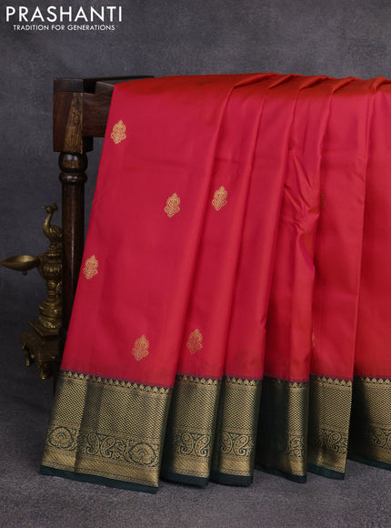 Bangalori silk saree dual shade of pink and green with zari woven buttas and rich zari woven border
