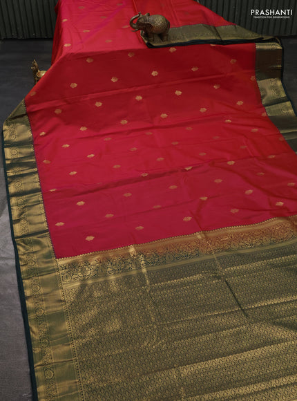 Bangalori silk saree dual shade of pink and green with zari woven buttas and rich zari woven border