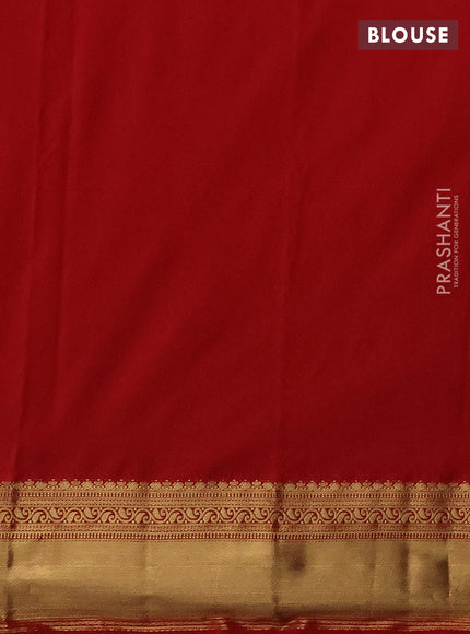 Bangalori silk saree mustard yellow and red with zari woven buttas and rich zari woven border