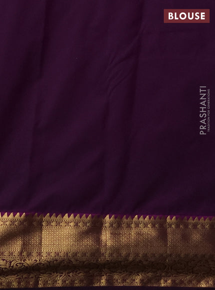 Bangalori silk saree teal blue and purple with zari woven buttas and rich zari woven border