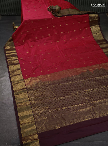 Bangalori silk saree pink and deep wine with zari woven buttas and rich zari woven border