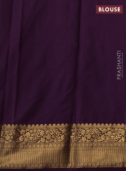 Bangalori silk saree teal blue and deep purple with zari woven buttas and rich zari woven border