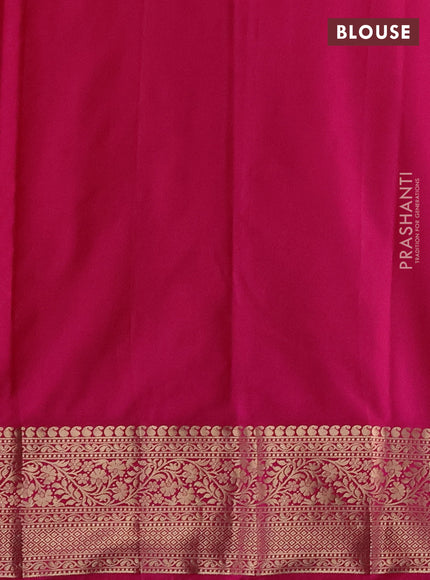 Bangalori silk saree mango yellow and pink with zari woven buttas and rich zari woven border
