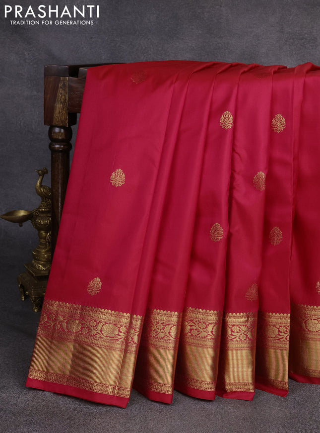 Bangalori silk saree pink with zari woven buttas and rich zari woven border