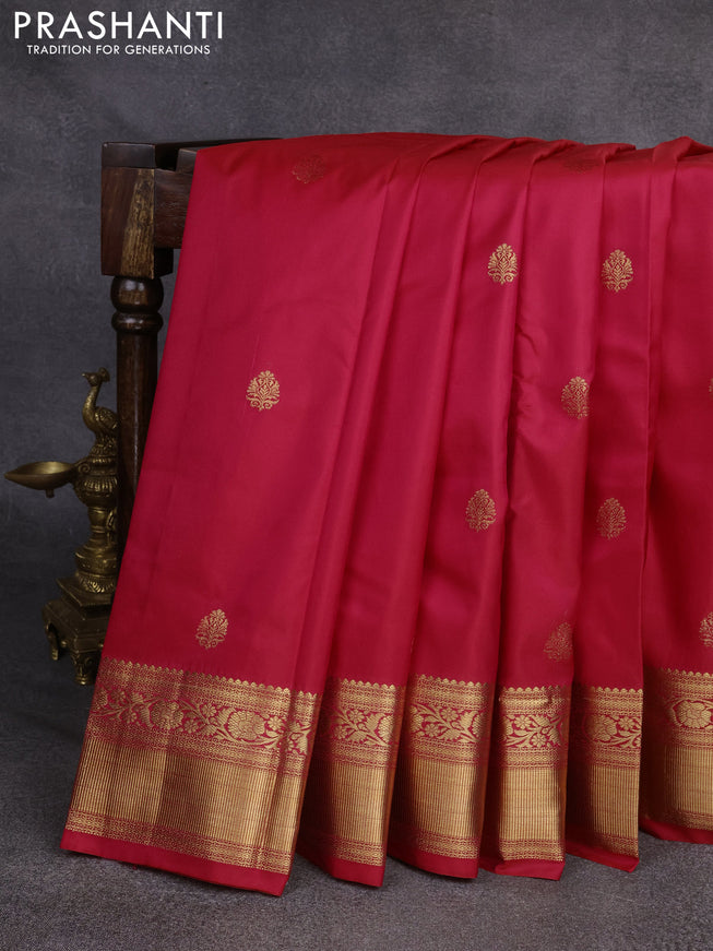Bangalori silk saree pink with zari woven buttas and rich zari woven border