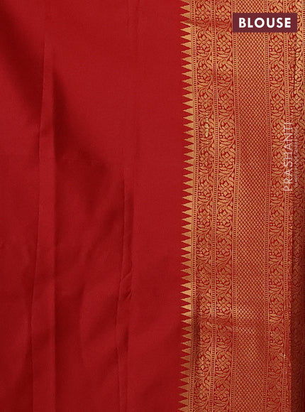 Bangalori silk saree green and red with zari woven buttas and rich zari woven border