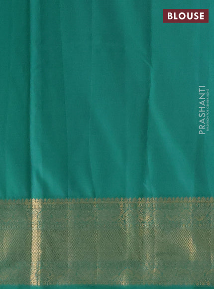 Bangalori silk saree teal green shade with zari woven buttas and rich zari woven border