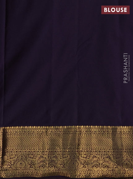 Bangalori silk saree blue and wine with zari woven buttas and rich zari woven border