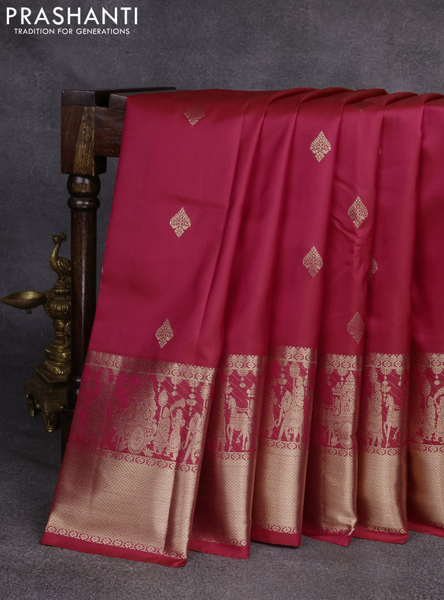 Bangalori silk saree pink with zari woven buttas and rich zari woven border