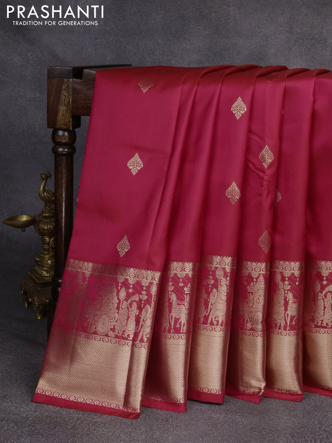Bangalori silk saree pink with zari woven buttas and rich zari woven border
