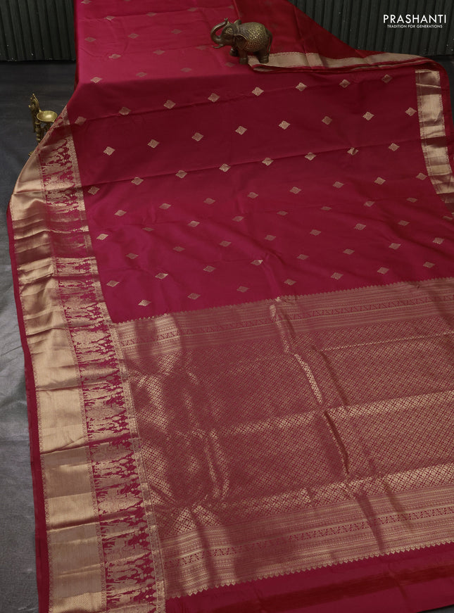 Bangalori silk saree pink with zari woven buttas and rich zari woven border