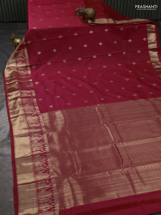 Bangalori silk saree pink with zari woven buttas and rich zari woven border