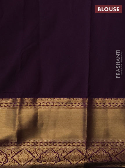 Bangalori silk saree teal green and purple with zari woven buttas and long zari woven border