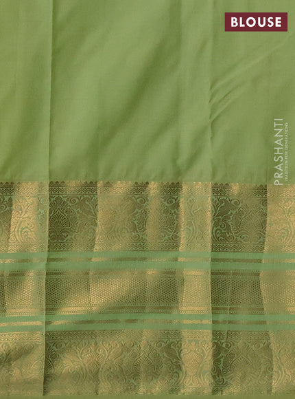 Bangalori silk saree magenta pink and pista green with zari woven buttas and long zari woven border