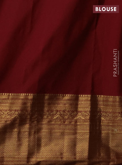 Bangalori silk saree mustard yellow and maroon with zari woven buttas and long zari woven border