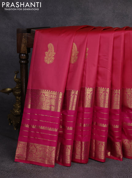 Bangalori silk saree pink with zari woven buttas and long zari woven border
