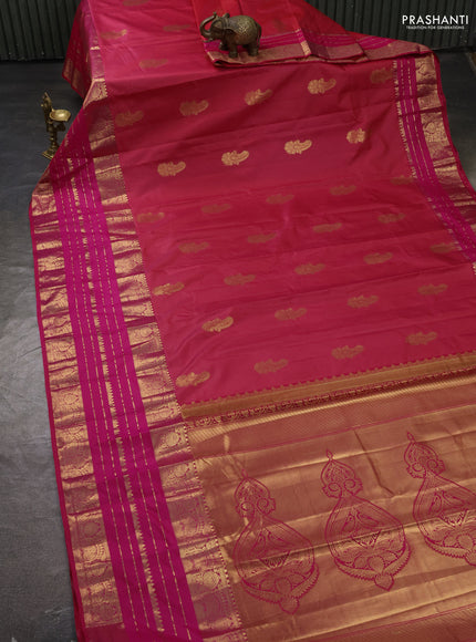 Bangalori silk saree pink with zari woven buttas and long zari woven border