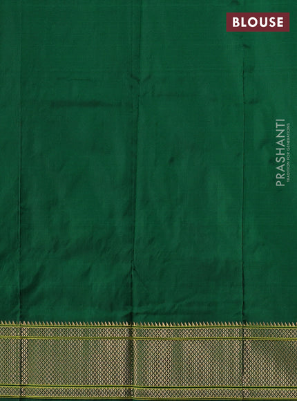 Pure paithani silk saree green with zari woven floral buttas and zari woven border