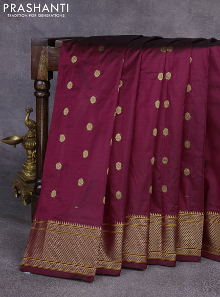 Pure paithani silk saree maroon with zari woven floral buttas and zari woven border