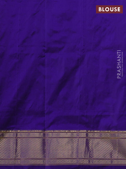 Pure paithani silk saree blue with zari woven floral buttas and zari woven border
