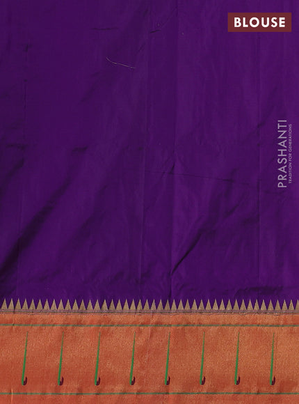 Pure paithani silk saree purple and red with zari woven floral buttas and muniya butta border