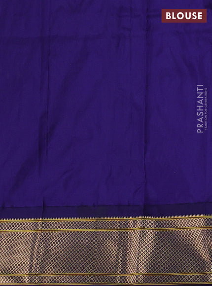 Pure paithani silk saree fluorescent green and blue with zari woven floral buttas and zari woven border