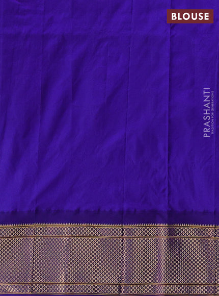 Pure paithani silk saree orange and blue with zari woven floral buttas and zari woven border