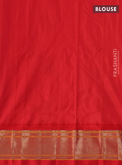 Pure paithani silk saree brown and red with zari woven floral buttas and zari woven border