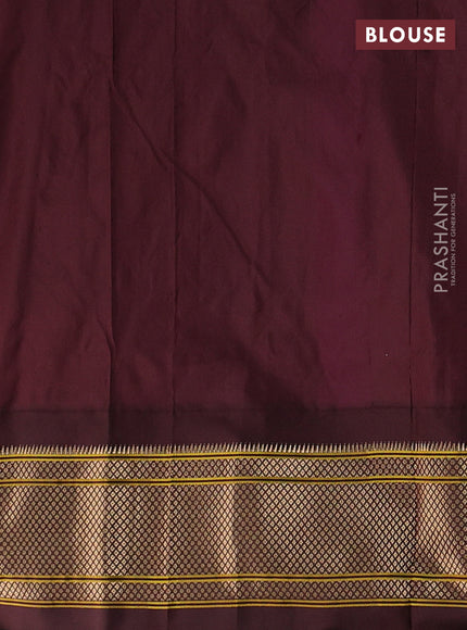Pure paithani silk saree teal blue and coffee brown with zari woven floral buttas and zari woven border