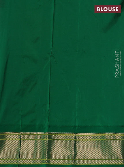 Pure paithani silk saree orange and green with zari woven floral buttas and zari woven border