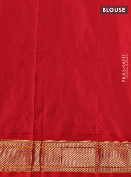 Pure paithani silk saree green and red with zari woven floral buttas and zari woven border