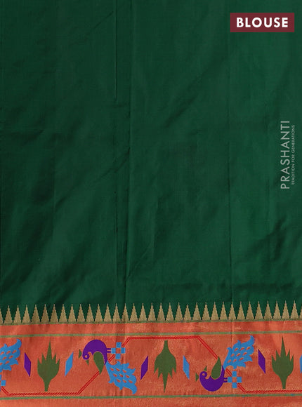 Pure paithani silk saree green and red with zari woven buttas and zari woven paithani border