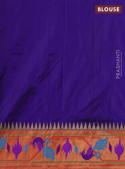 Pure paithani silk saree blue and red with zari woven buttas and zari woven paithani border