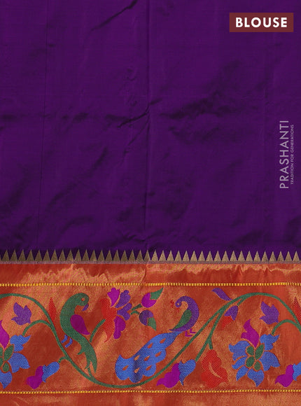 Pure paithani silk saree purple and red with zari woven floral buttas and zari woven paithani border