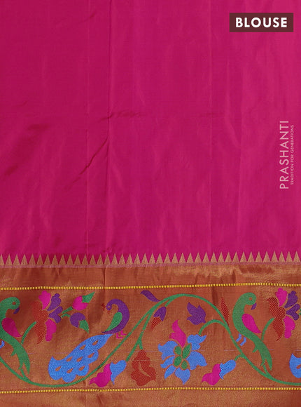 Pure paithani silk saree pink and red with zari woven floral buttas and zari woven paithani border