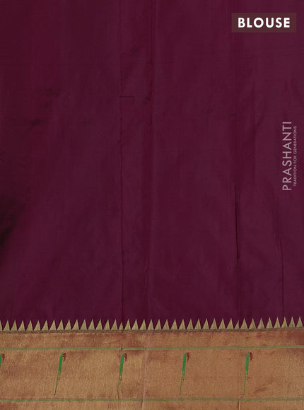 Pure paithani silk saree maroon with zari woven floral buttas and muniya butta border