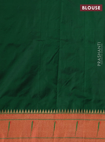 Pure paithani silk saree green and red with zari woven floral buttas and muniya butta border