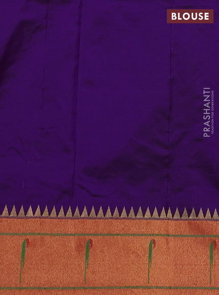 Pure paithani silk saree purple and red with zari woven floral buttas and muniya butta border