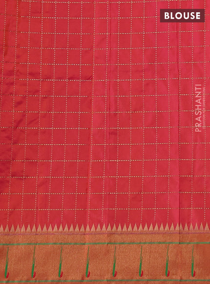 Pure paithani silk saree dual shade of pink with allover zari checks & buttas and muniya butta border